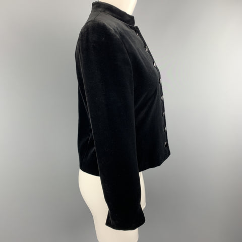 YVES SAINT LAURENT Vintage Size 6 Black Velvet Band Collar Jacket