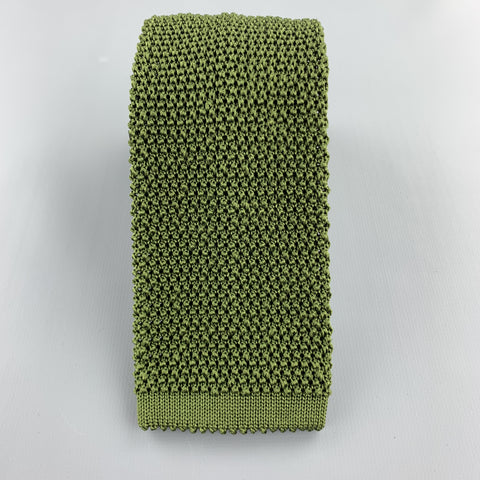 PAUL STUART Olive Green Silk Textured Knit Tie