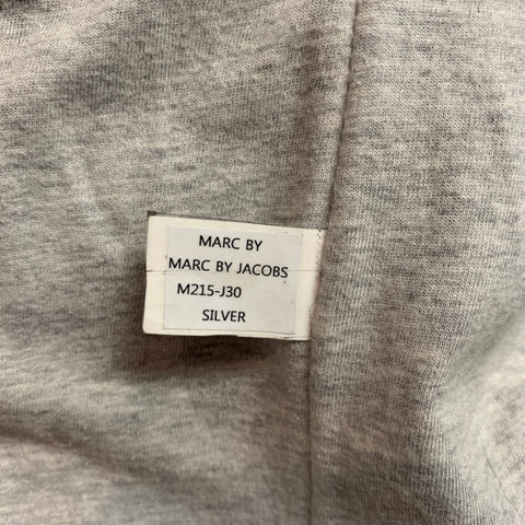 MARC by MARC JACOBS Talla 40 Chaqueta motera de cuero metalizado plateado