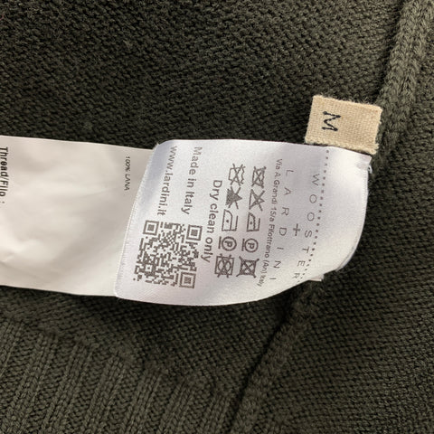 WOOSTER + LARDINI Size M Olive Knitted Wool Buttoned Cardigan