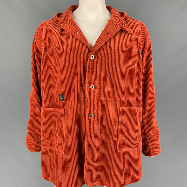 POST O'ALLS x BATTENWEAR Size L Orange Corduroy Cotton Hooded Coat