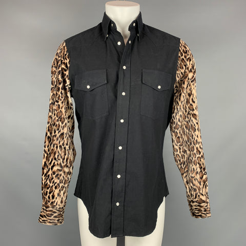 GITMAN VINTAGE for NEED SUPPLY Size M Black & Tan Cotton Long Sleeve Shirt