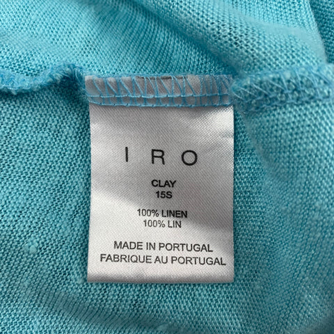 IRO Size S Light Blue Distressed Linen Crew-Neck Clay T-shirt
