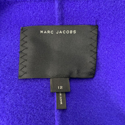 MARC JACOBS Talla 12 Abrigo liso de lana y poliéster morado con botonadura única