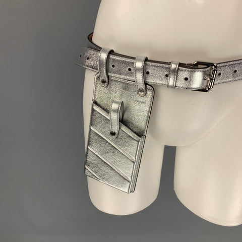 FENDI Silver Leather Metallic Multi-Accessory Belt
