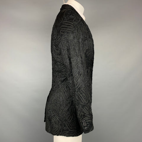 DOLCE & GABBANA Size 34 Black Guipure Viscose Blend Sport Coat