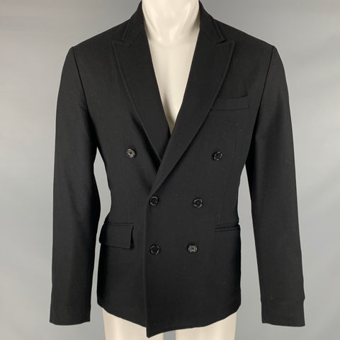 JOHN VARVATOS Taille 38 Veste noire en laine vierge mélangée