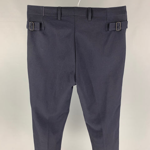 BOTTEGA VENETA Size 32 Navy Blue Virgin Wool Flat Front Casual Pants