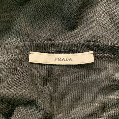 PRADA Size M Black Ribbed Henley T-shirt