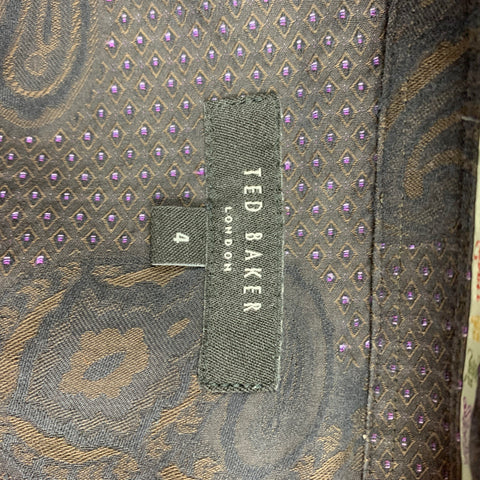 TED BAKER Size L Brown Paisley Cotton Button Up Long Sleeve Shirt