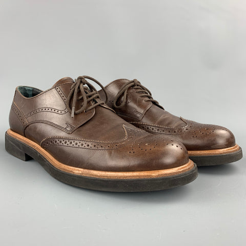 TOD'S Zapatos con cordones de cuero con punta de ala perforada marrón talla 10.5