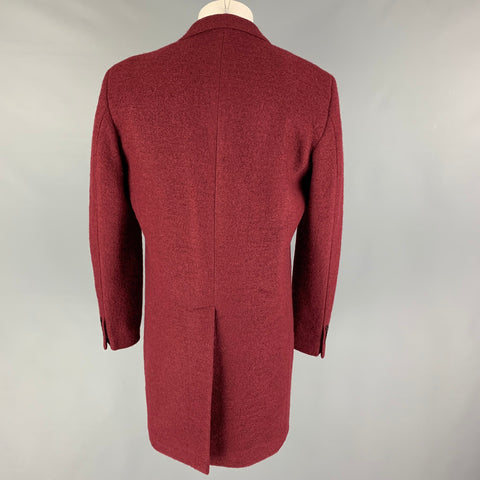 ALLESANDRO DELL' ACQUA Size 40 Burgundy Textured Wool Blend Coat
