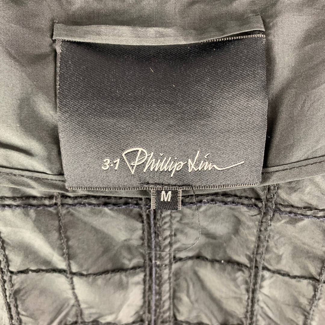 3.1 PHILLIP LIM Chest Size M Black Quilted Silk Windbreaker Jacket