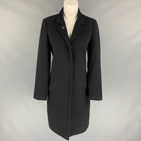 LAN JAENICKE Size 2 Black Cashmere Hidden Button Coat