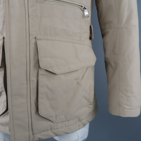 RALPH LAUREN S Khaki Nylon Zip & Snaps Jacket