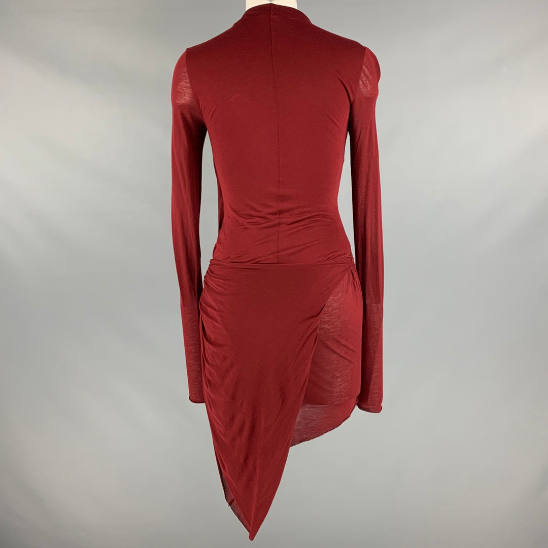 HELMUT LANG Size S Burgundy Modal Long Sleeve Dress Sui Generis Designer Consignment HELMUT LANG Size S Burgundy Modal Long Sleeve Dress Sui Generis Designer Consignment