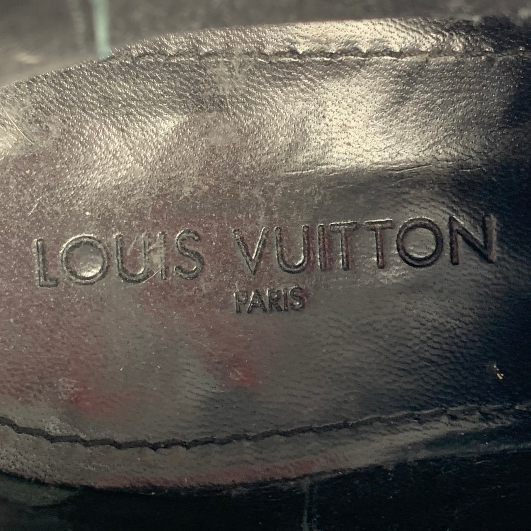 LOUIS VUITTON Size 12 Slate Antique Leather Harness Boots