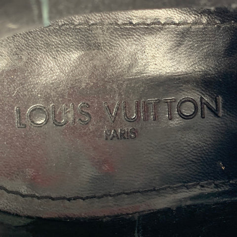 LOUIS VUITTON Size 12 Slate Antique Leather Harness Boots