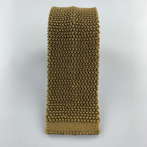 BUDD Olive Mustard Silk Textured Knit Tie