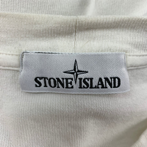 STONE ISLAND Size L White Cotton Long Sleeve T-shirt