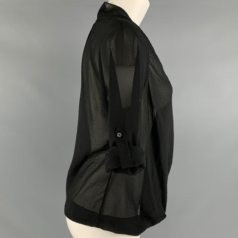 HELMUT LANG Taille S Haut décontracté en polyester noir à col en V