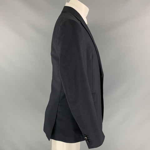 VALENTINO Size 38 Navy Mohair / Wool Notch Lapel Sport Coat