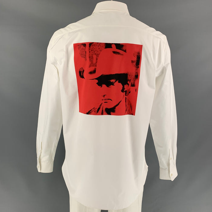 CALVIN KLEIN 205W39NYC Size L White Andy Warhol Print Cotton Button Up Long Sleeve Shirt