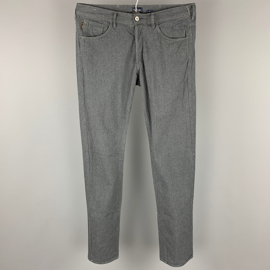 PAUL SMITH JEANS Size 34 Dark Gray Houndstooth Cotton Jean Cut Casual Pants