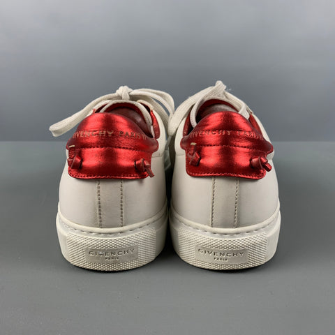 GIVENCHY Size 7 White Red Leather Low Top Sneakers