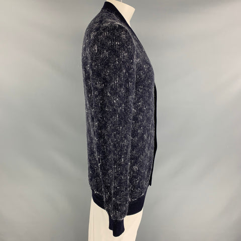 MAISON MARTIN MARGIELA Size XL Navy & White Stripe Wool Blend Button Down Cardigan