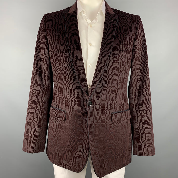 DOLCE &amp; GABBANA Taille 44 Manteau de sport en coton / soie jacquard bordeaux régulier