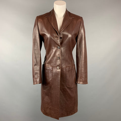 ANTONIO FUSCO Taille 2 Manteau boutonné en cuir marron
