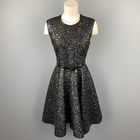 GIAMBATTISTA VALLI Taille 6 Robe trapèze en brocart noir et mélange de polyamide