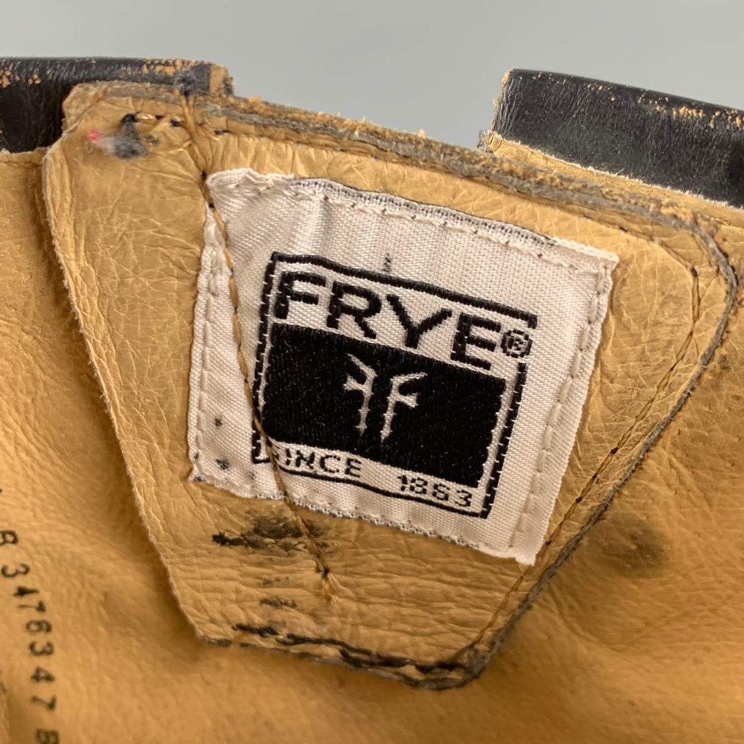 FRYE Size 11 Black Leather Distressed Studded Ankle Boots