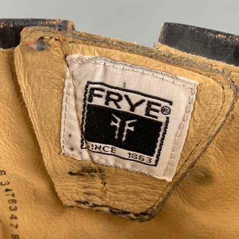FRYE Size 11 Black Leather Distressed Studded Ankle Boots