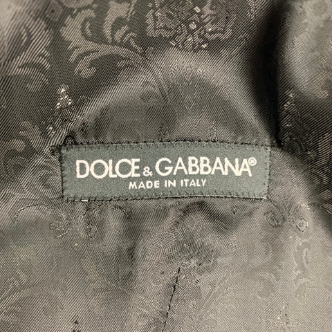DOLCE & GABBANA Size 42 R Black Blue Two Toned Virgin Wool Tuxedo 3 Piece Suit