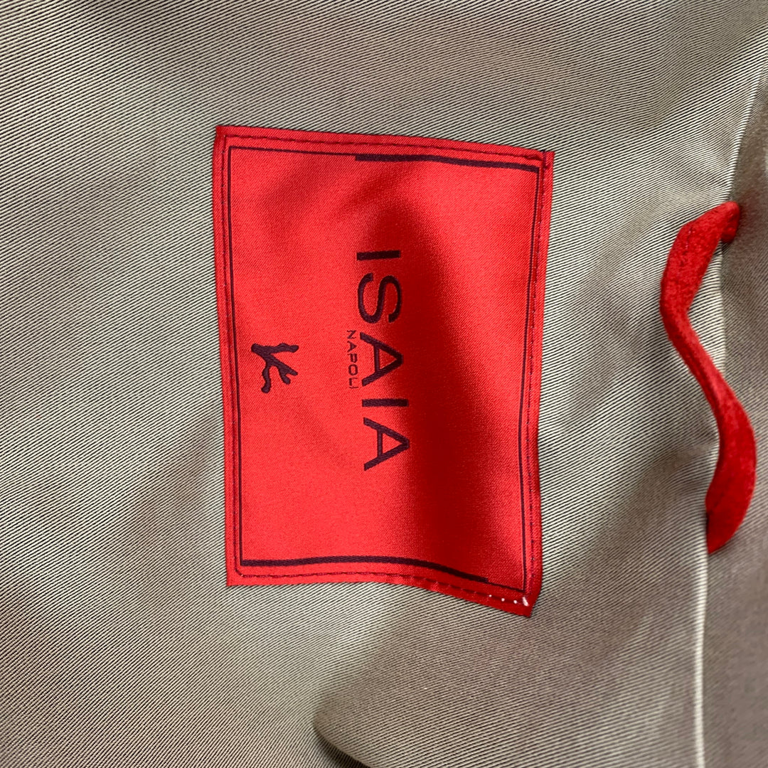 ISAIA Taille 40 Veste Kaki Coton / Polyester à Patte Cachée