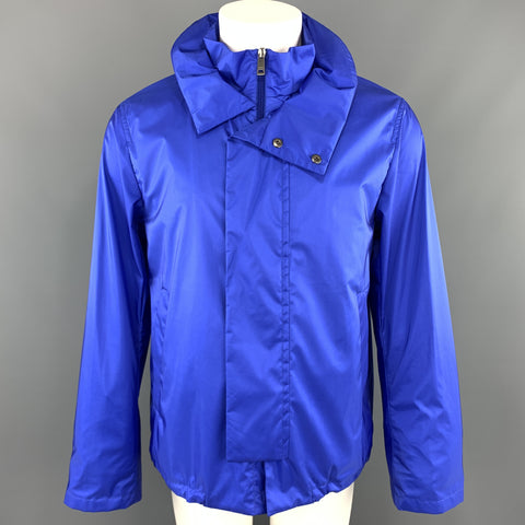 JIL SANDER par RAF SIMONS Taille 38 Parka à capuche zippée en nylon bleu
