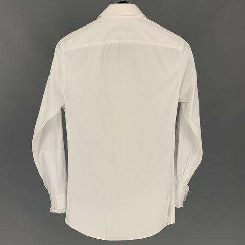 BURBERRY PRORSUM Size XS White Ruffled Tuxedo Slim Fit Long Sleeve Shirt