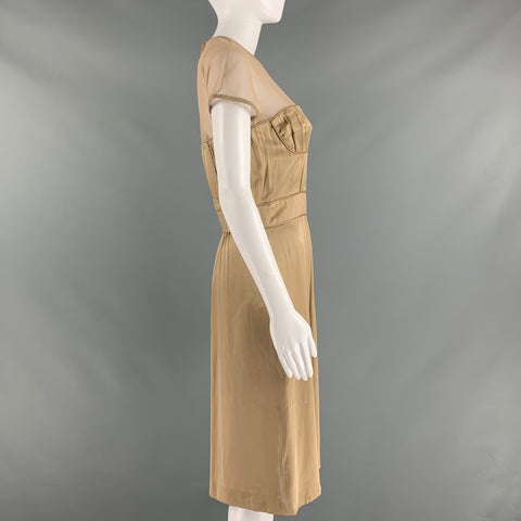 BURBERRY PRORSUM Size 10 Beige Silk Shift Knee-Length Dress