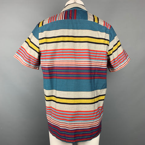 PS by PAUL SMITH Size M Multi-Color Stripe Cotton Camp Short Sleeve Shirt
