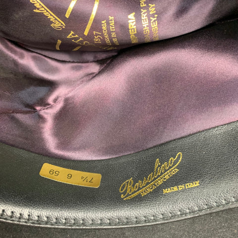 BORSALINO Size 7.5 Black Felt Ribbon Trim Hats