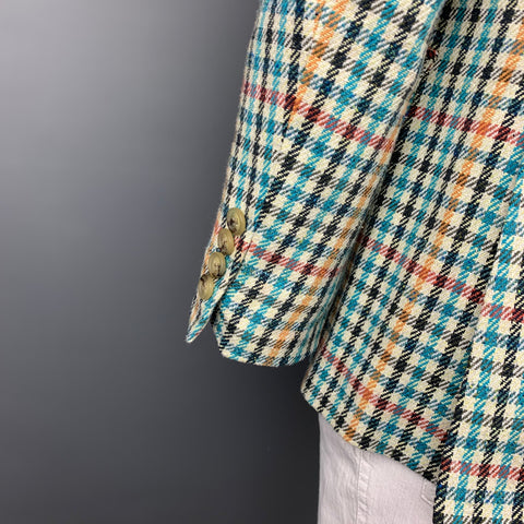 ETRO Size 42 Multi-Color Plaid Cotton / Silk Notch Lapel Sport Coat