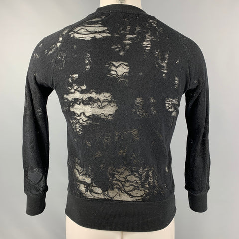 IRO Nona Size XS Black Distressed Cotton Blend  Long Sleeve Pullover