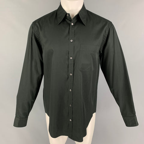 GIORGIO ARMANI Size S Black Cotton Button Up Long Sleeve Shirt