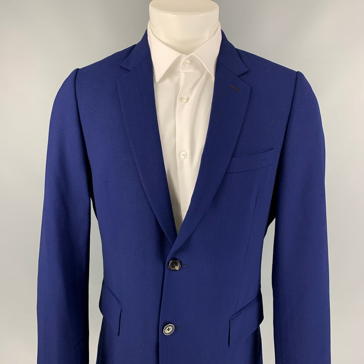 PAUL SMITH Soho Fit Talla 40 Abrigo deportivo regular con solapa de muesca de lana azul real