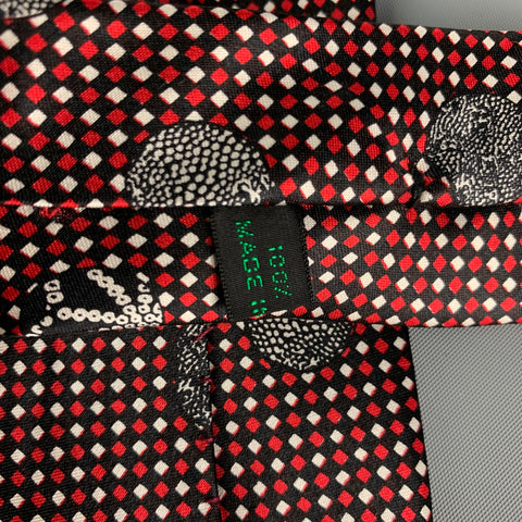 BOTTEGA VENETA Corbata de seda estampada negra y roja