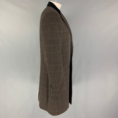 PS by PAUL SMITH Taille 42 Manteau en nylon et laine à carreaux noir olive