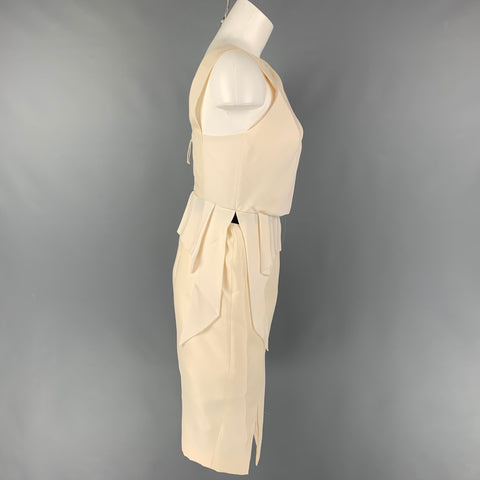 Vestido de cóctel sin mangas de seda color crema talla 4 de J.MENDEL
