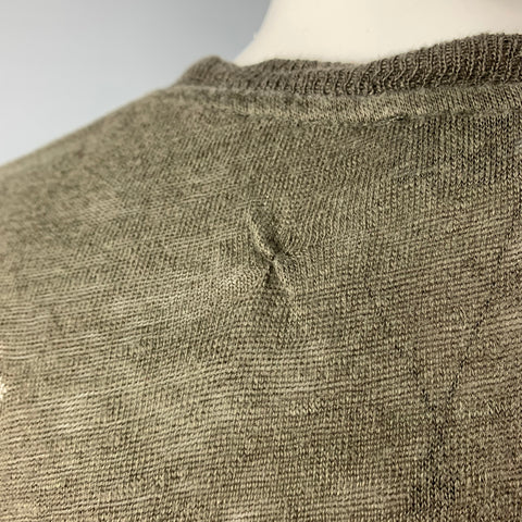 IRO Size XS Olive Distressed Linen Crew-Neck T-shirt